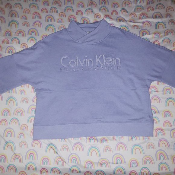 Calvin Klein Performance Tops - Calvin Klein Performance Embroidered Logo Dolman 3/4  Sleeve Sweatshirt Lilac